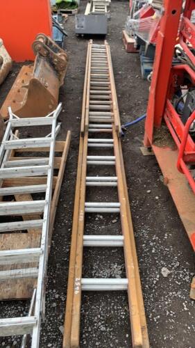 2 x wooden double extendable ladders