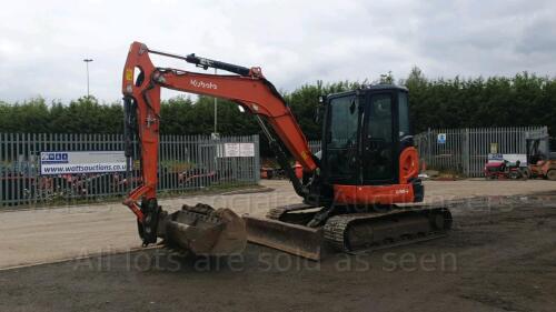 2019 KUBOTA U55-4 steel tracked excavator with 3 x buckets, blade, duel pipes & Q/Hitch (s/n J01W81826) (All hour and odometer readings are unverified and unwarranted)