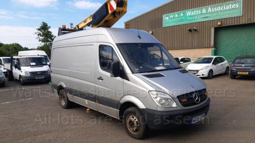 2008 MERCEDES SPRINTER c/w EUROTEL 36NF Versalift man lift (WX58 CPN) (Silver) (V5, maintenance booklet, spare key & other history in office) (All hour and odometer readings are unverified and unwarranted)