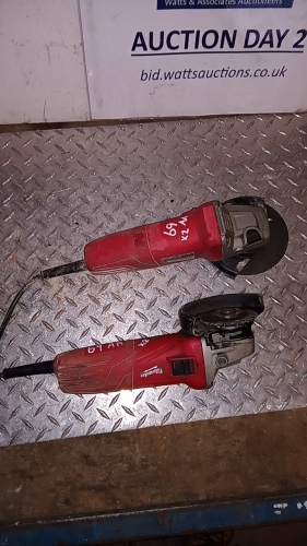 2 x MILWAUKEE AGV 10-125 EK 110v angle grinder (spares)