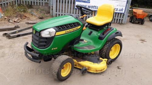 2013 JOHN DEERE X165 Hydro petrol ride on mower c/w 48'' deck (s/n 050008)