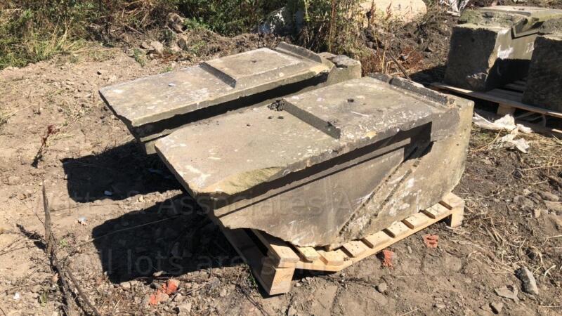 2 x large ornamental Yorkshire stone stone roof corbles