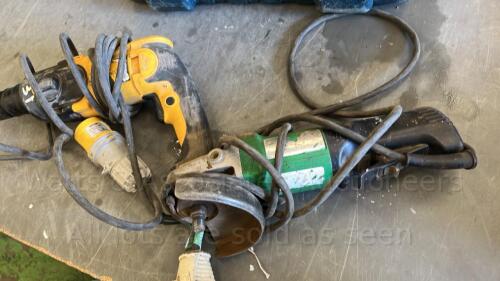 HITACHI 110v angle grinder & DEWALT 110v drill