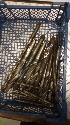 Tray of large drill bits