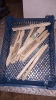 Tray of wooden handle wire brushes