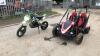 2017 MOTO MADNESS 125cc dirt bike (s/n B003046) (manual in office) & 2017 BUSSIE QUADZILLA 200cc 2 seater off road buggy c/w trailer, boots, 2 x helmets, body armour, overalls & manual in office - 2