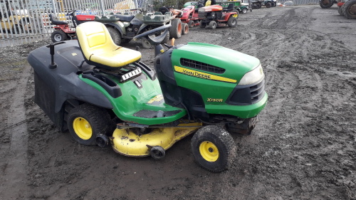 JOHN DEERE X130R petrol ride on mower c/w collector