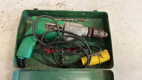 HITACHI 110v drill c/w metal case