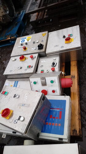 Various small stainless steel control boxes