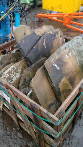 Pallet of stone roof slates