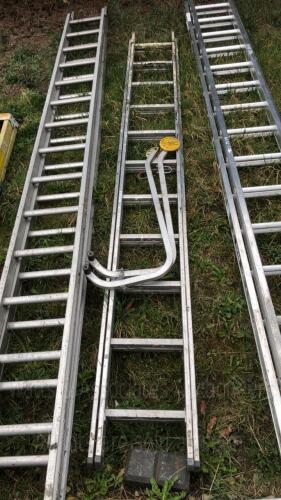 Aluminium double extendable ladder 10ft Closed, roof ridge hooks & HDUTLY slate ripper