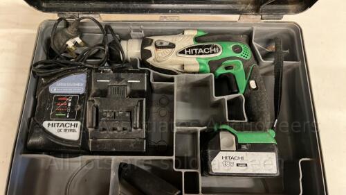 HITACHI 18v cordless drill c/w case