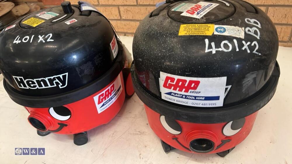 2 x NUMATIC HENRY vacuums Day 2 Carlton Timed Sale (Main building
