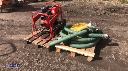 Diesel 3'' pump c/w suction & flat hose