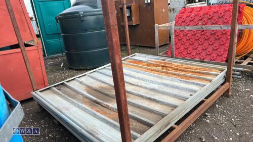 Metal stillage c/w 3 x metal hoarding panels