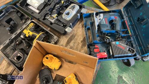 Box of power tools & batteries