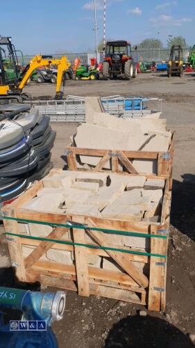 Crate of Yorkshire stone garden walling cropped face & crate of Yorkshire sawn face crazy paving