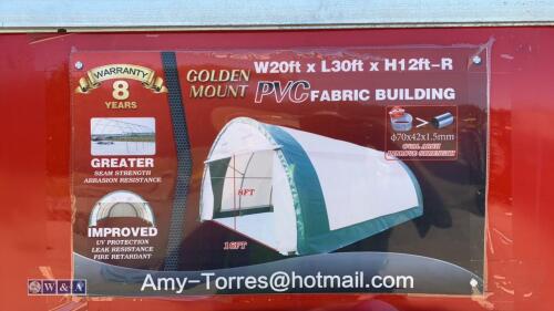 GOLDEN MOUNT S203012R fabric building (20ft wide x 30ft long x 12ft high)