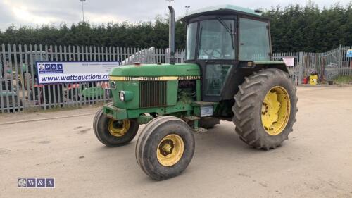 JOHN DEERE 2140 2wd tractor, SG2 cab, puh, 2 spool valves, (A516 BWV) (All hour and odometer readings are unverified and unwarranted)