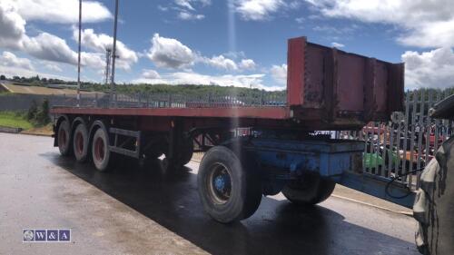 30ft flat tri-axle artic trailer c/w drawbar dolly, hydraulic brakes & lights & tyres on super singles