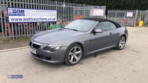 2007 BMW 6 series 650l sport convertible, petrol 6 speed auto, leather, paddle change (BK57 XFU)(MoT 31st May 2024)(V5, Number plate certificate & various work invoices in office)(CATEGORY D INSURANCE LOSS) (All hour and odometer readings are unverified