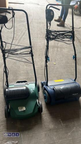 2 x electric scarifiers c/w 1 x collection box