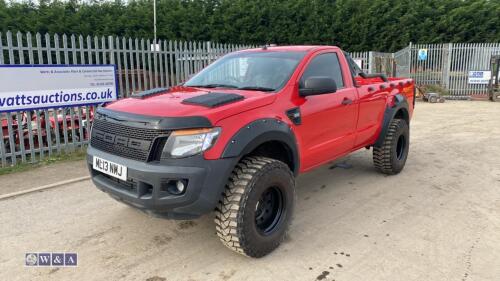 2013 FORD RANGER XL 4x4 TDCi 6-speed manual diesel pick-up (ML13 NMJ)(MoT 2nd May 2024)(V5 & service history in office)(NOT ON SITE - Based at the vendors premises in Brampton Bierlow) (All hour and odometer readings are unverified and unwarranted)