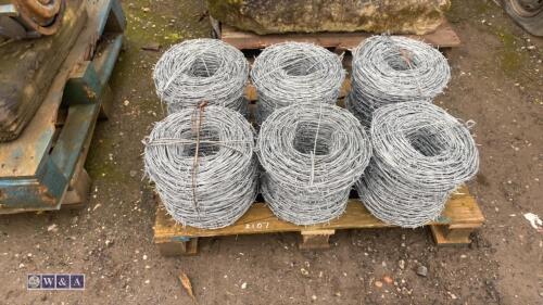 6 x rolls of galvanised barbed wire