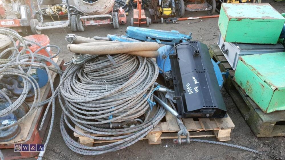 Pallet of winches, wire rope, light & compressor hose | Day 3 Carlton ...