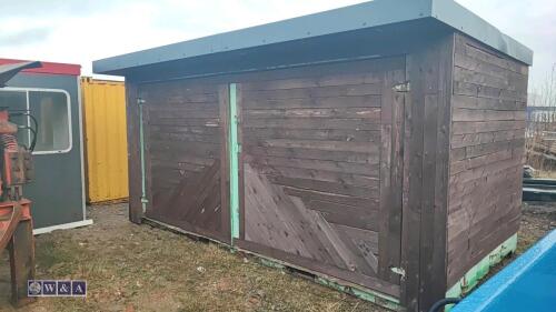 16' timber clad steel frame container c/w door entrance & side opening doors (unfinished barn project)