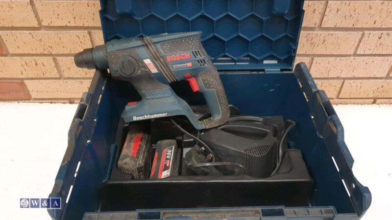 BOSCH 36v SDS rotary hammer drill c/w 2 x batteries, charger & case