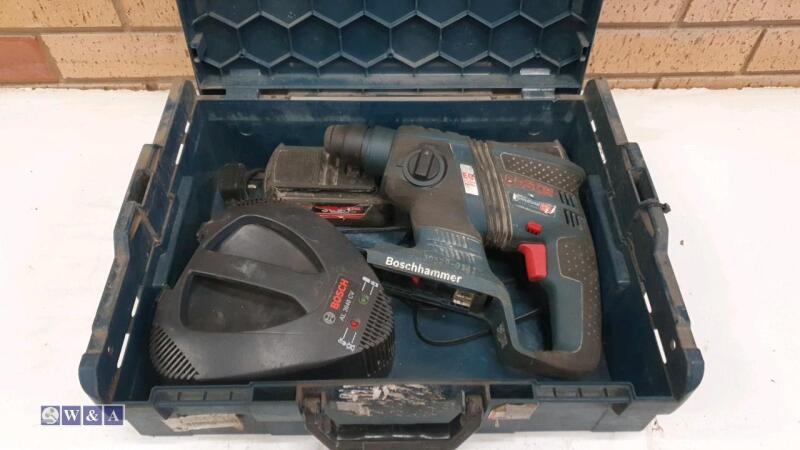 BOSCH 36v SDS drill c/w 2 x batteries, charger & case