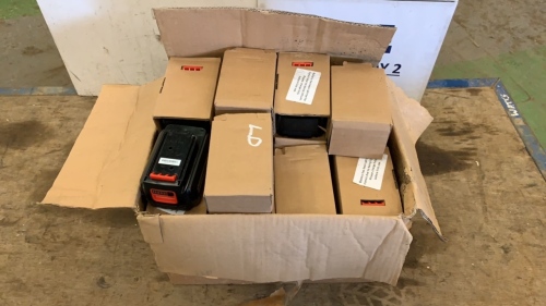 Box of BLACK & DECKER 36v lithium batteries