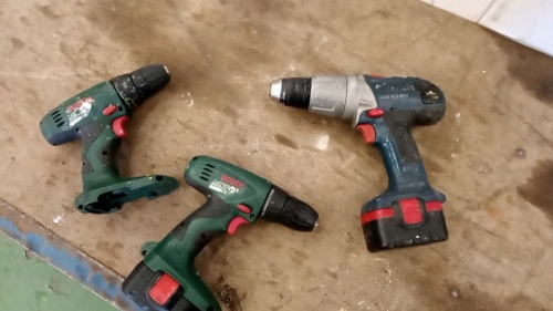 3 x BOSCH cordless drills