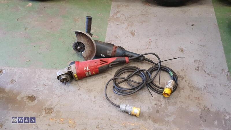 1 x BOSCH & 1 x MILWAUKEE 9'' 110v angle grinders