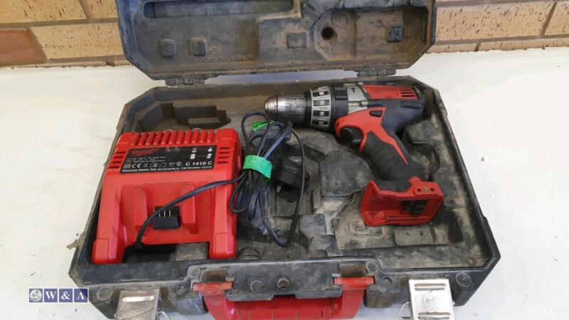 MILWAUKEE C18PD 18v combi drill c/w case & charger