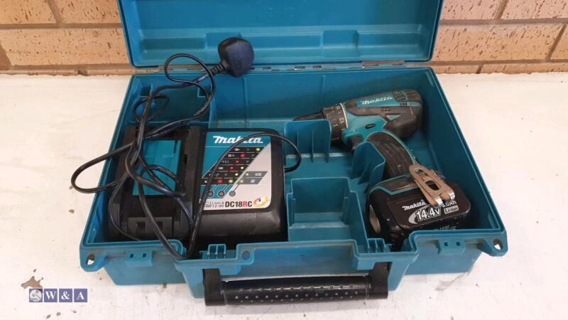 MAKITA DDF466 14.4 drill c/w charger, battery & case