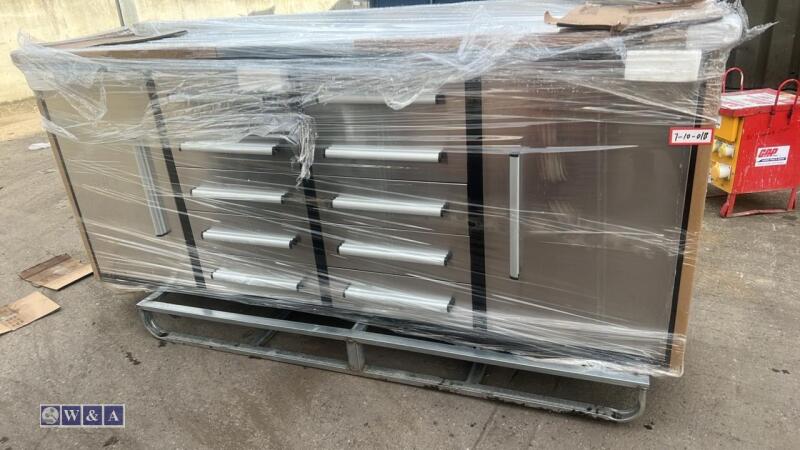 7ft, 10 drawer stainless steel workbench (unused)