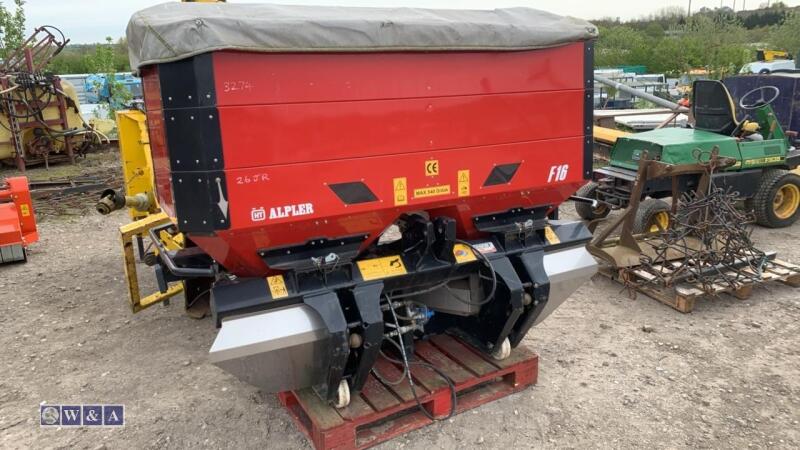 2019 ALPLER F16 24m twin disc fertiliser spreader (s/n 1907190011) c/w PTO shaft & rain cover