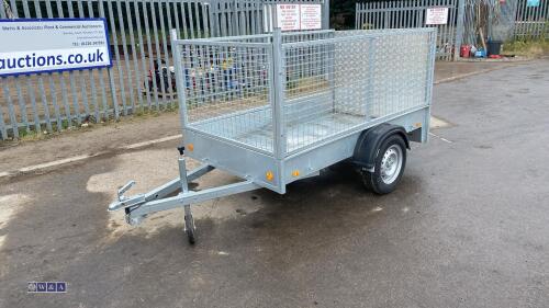 7 x 4 single axle trailer c/w mesh side & ramp door (unused)