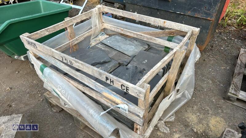 Crate of roof slates