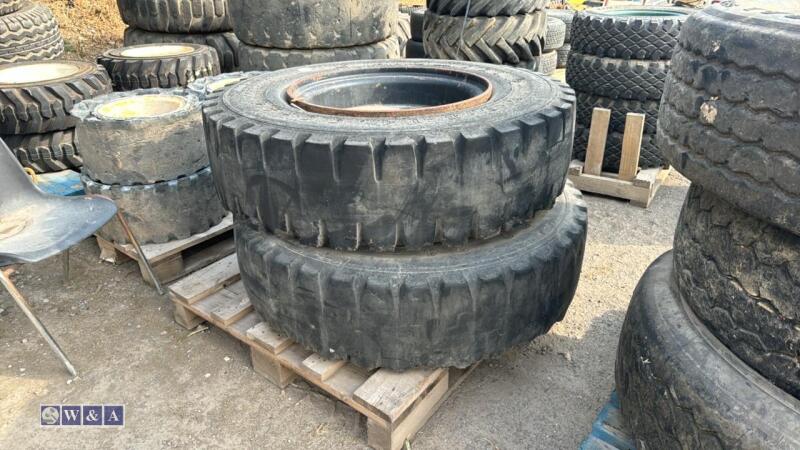 2 x solid wheels & tyres to suit loading shovel / loadall