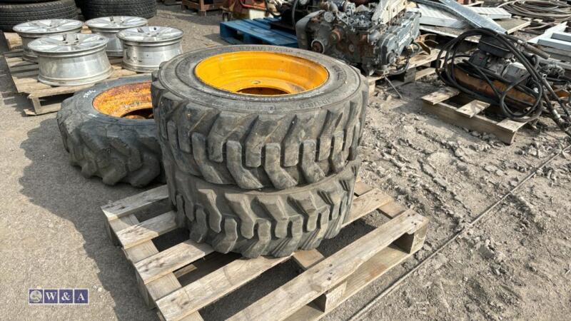 2 x wheels & tyres to suit skidsteer (10-16.5)