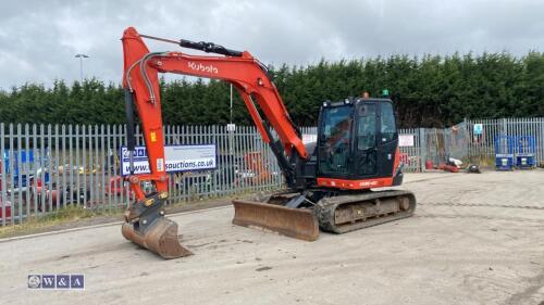 2022 KUBOTA KX080 rubber tracked excavator (s/n N3F78302) c/w bucket, blade & piped