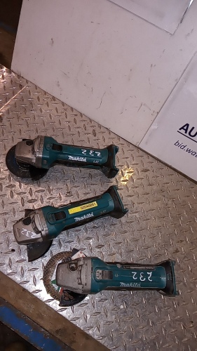 3 x MAKITA 18v cordless angle grinders