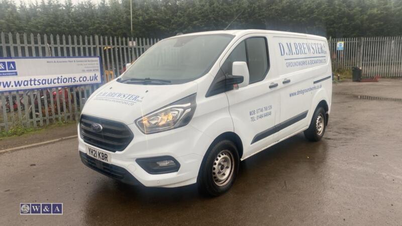 2021 FORD TRANSIT CUSTOM 300 TREND EBLUE 3-seater, 6-speed manual van with side loading door (YH21 KBR)(MoT 1st July 2025)(New keeper slip & spare key in office)