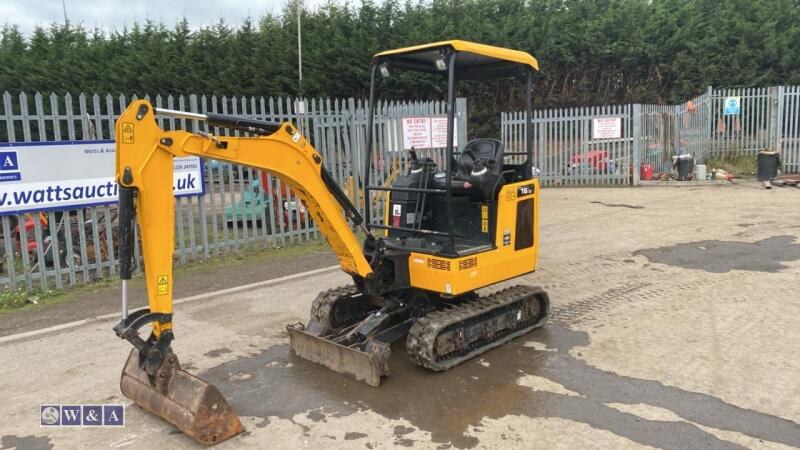 2021 JCB 16C rubber tracked excavator (s/n 3029520) with bucket, blade, piped & expanding tracks