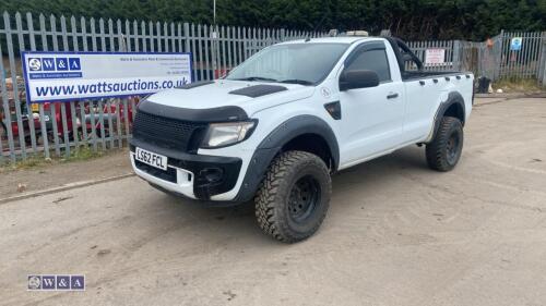 2012 FORD RANGER XL S/C TDCI 4x4 single cab pick-up truck, 6 speed manual, leather (LS62 FCL)(MoT 1st November 2024)(V5 & MoT in office)