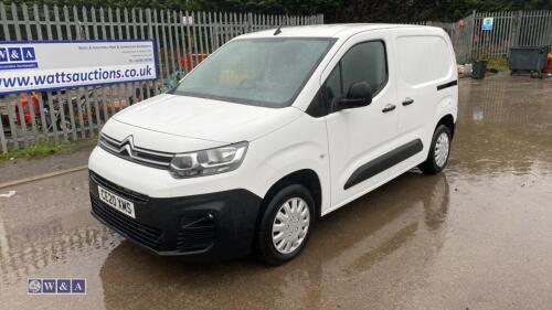 2020 CITROEN BERLINGO 650 EN-PRISE BLUE HDI 3-seater panel van with side loading door (CE20 XMS)(MoT 3rd March 2025)(V5, MoT & spare key in office)