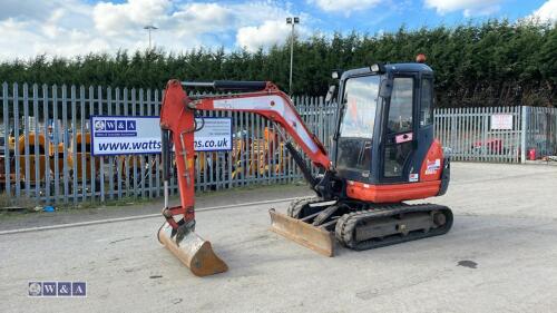 2016 KUBOTA KX61-3 rubber tracked excavator (3271005) with bucket, blade & piped